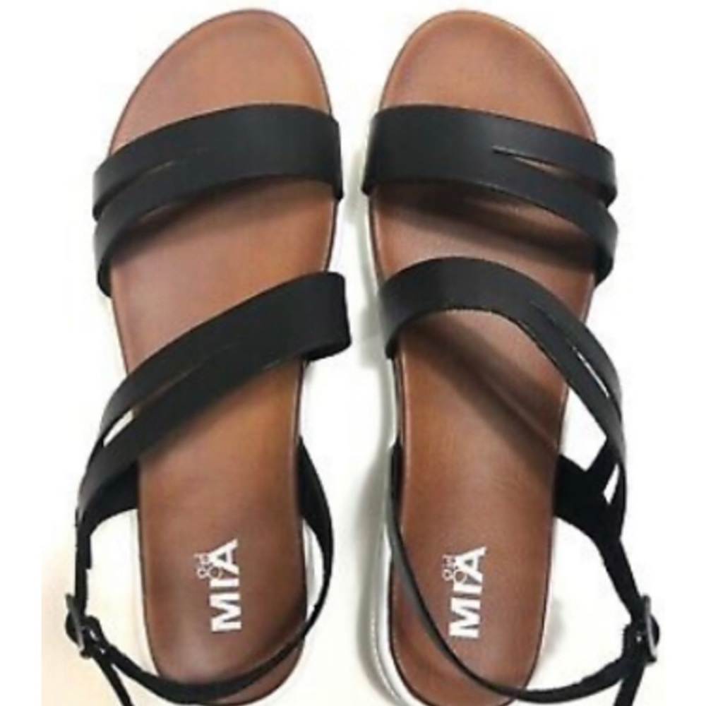 Mia Anila black sandal - white rubber sole